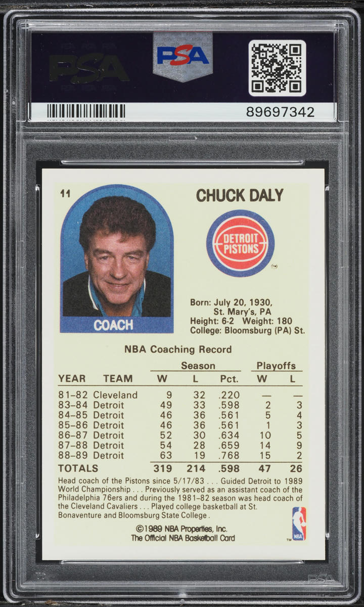 1989 Hoops Chuck Daly #11 PSA 10 GEM MINT