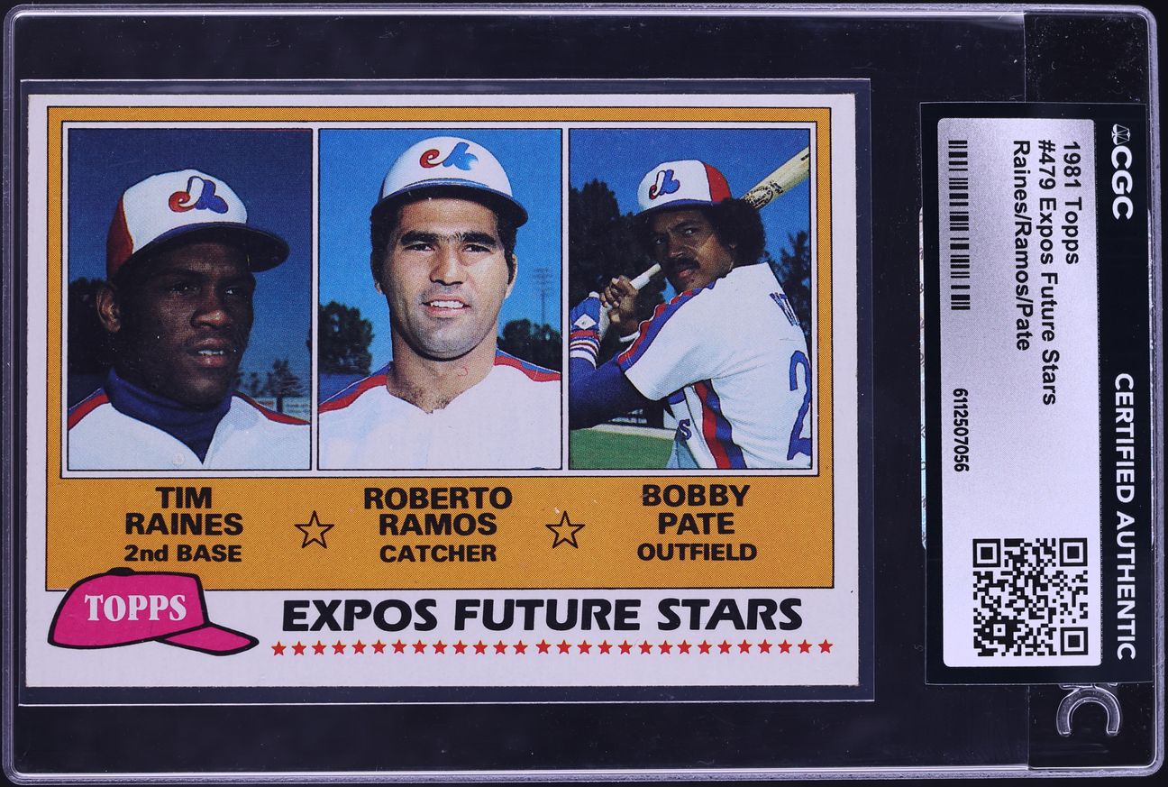 1981 Topps Expos Future Stars Tim Raines Roberto Ramos Bobby Pate ROOKIE #479 CGC AUTH