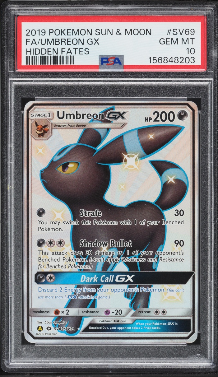 2019 Pokemon Sun & Moon Hidden Fates Vault Shiny Full Art Umbreon GX #SV69 PSA 10 GEM MINT