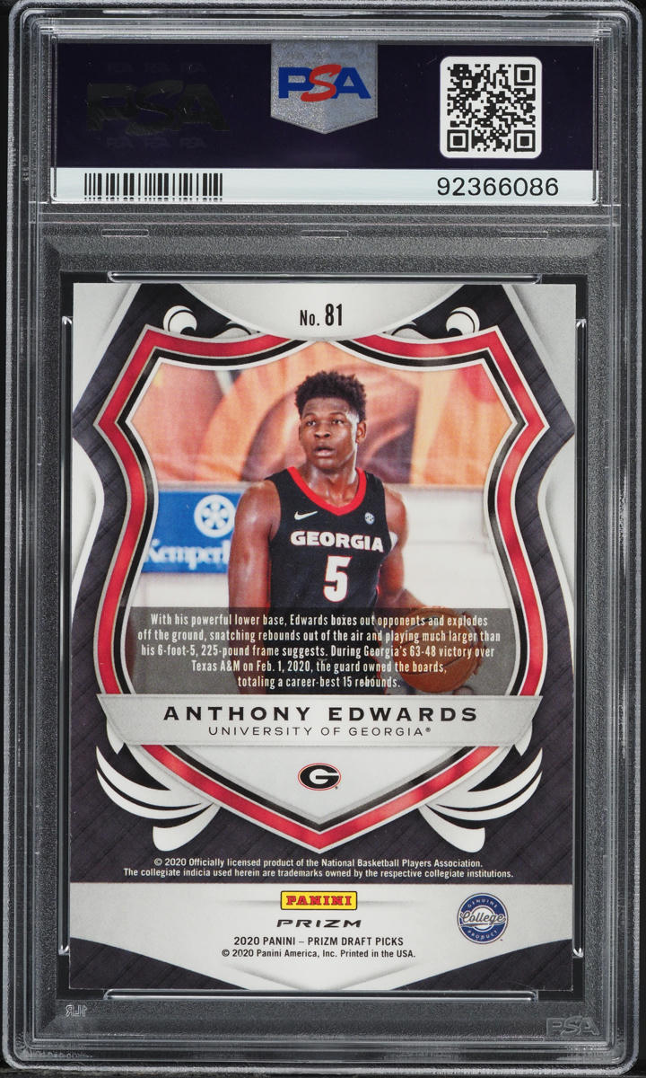 2020 Panini Prizm Draft Crusade Silver Anthony Edwards ROOKIE #81 PSA 10 GEM