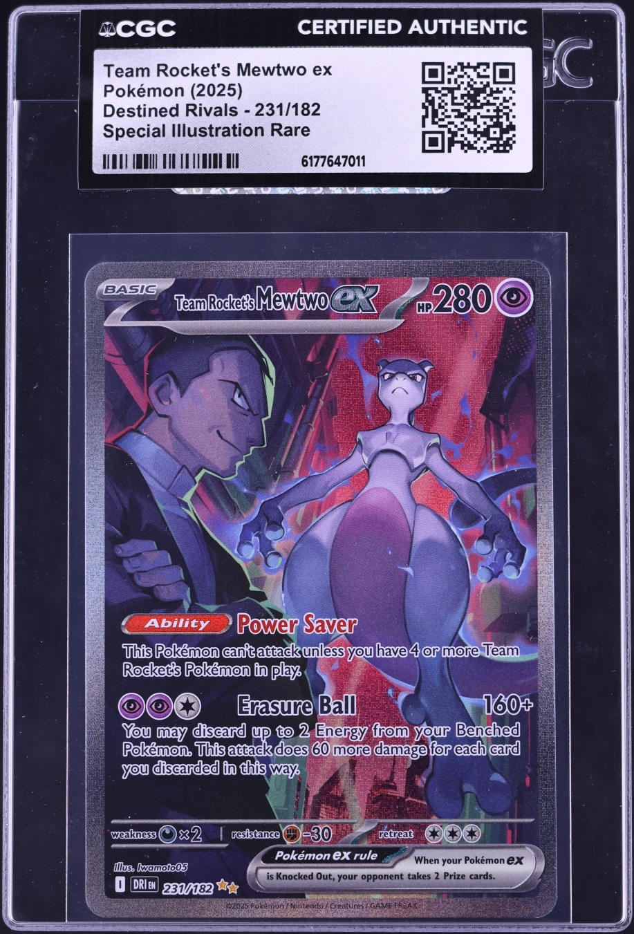 2025 Pokemon Scarlet & Violet Destined Rivals SIR Team Rocket's Mewtwo ex #231 CGC AUTH
