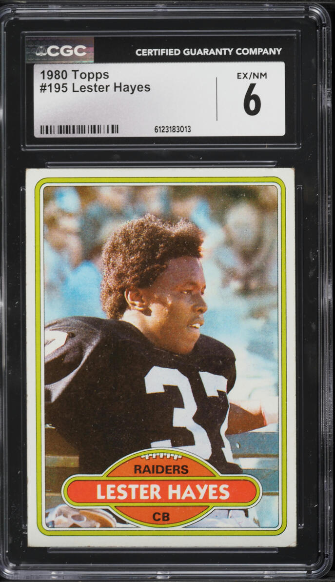 1980 Topps Football Lester Hayes ROOKIE #195 CGC 6 EXMT