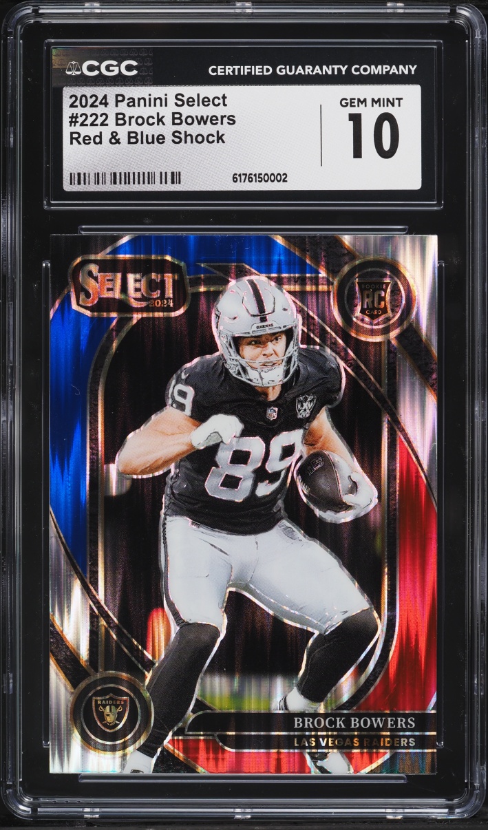 2024 Select Club Level Red & Blue Shock Brock Bowers ROOKIE #222 CGC 10 GEM MINT