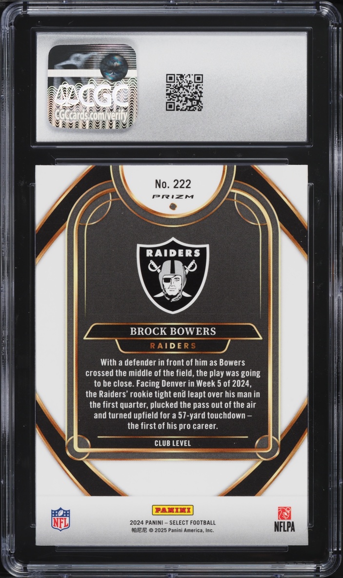2024 Select Club Level Red & Blue Shock Brock Bowers ROOKIE #222 CGC 10 GEM MINT