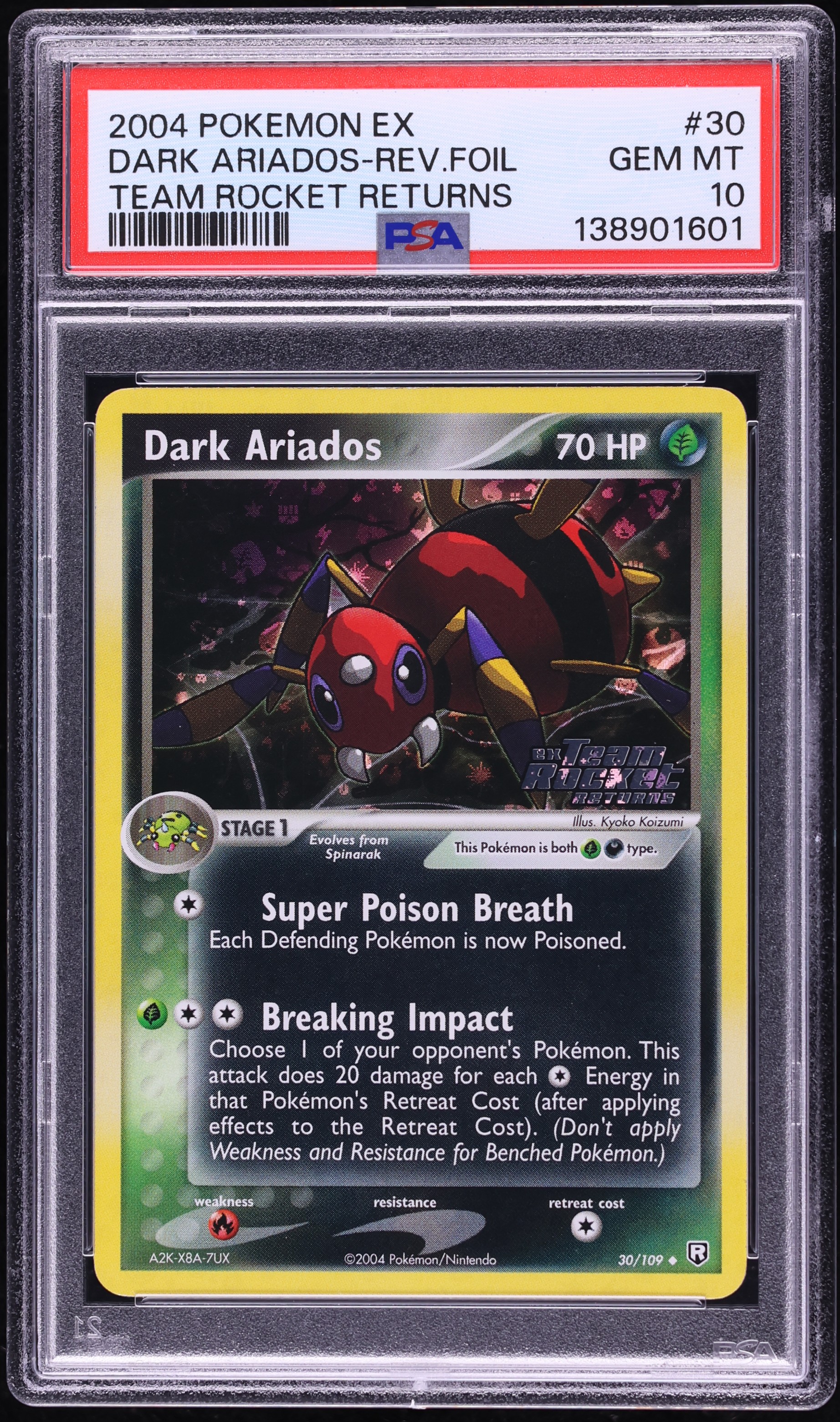 2004 Pokemon EX Team Rocket Returns Reverse Holo Dark Ariados #30 PSA 10 GEM MINT