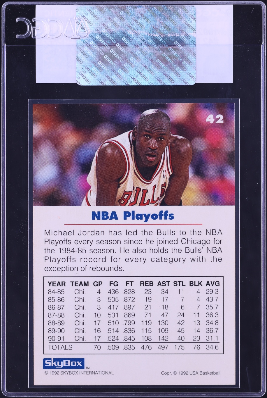 1992 Skybox USA Basketball Michael Jordan #42 CGC AUTH