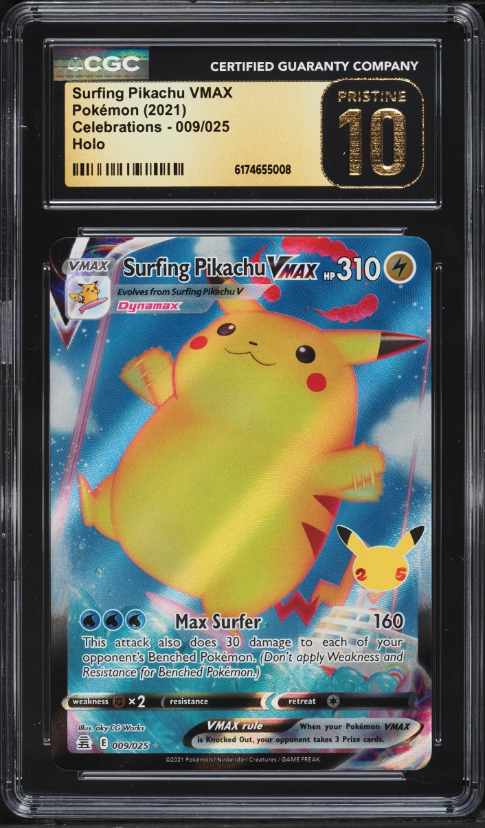 2021 Pokemon Sword & Shield Celebrations Full Art Surfing Pikachu VMAX #9 CGC 10 PRISTINE