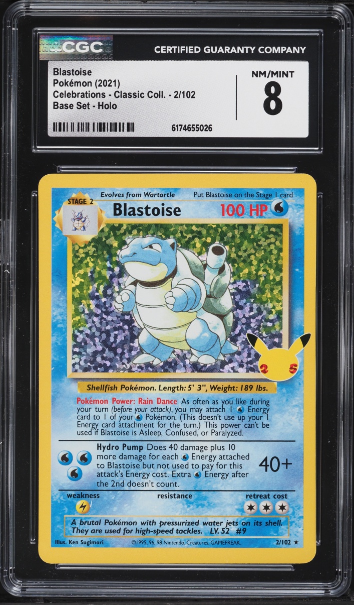 2021 Pokemon Sword & Shield Celebrations Classic Collection Holo Blastoise #2 CGC 8 NM-MT