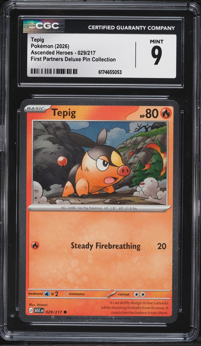 2026 Pokemon Mega Evolution Ascended Heroes First Partners Deluxe Pin Tepig #29 CGC 9 MINT