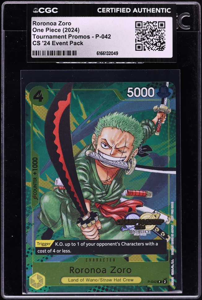 2024 One Piece Tournament Promo Championship '24 Event Pack Roronoa Zoro #P-042 CGC AUTH