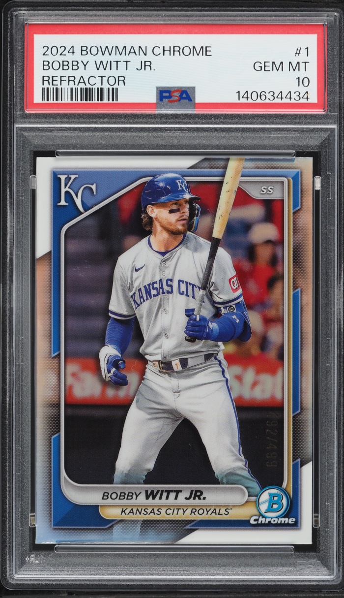 2024 Bowman Chrome Refractor Bobby Witt Jr. /499 #1 PSA 10 GEM MINT