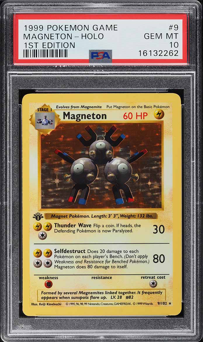 1999 Pokemon Base Set Shadowless 1st Edition Holo Magneton #9 PSA 10 GEM MINT