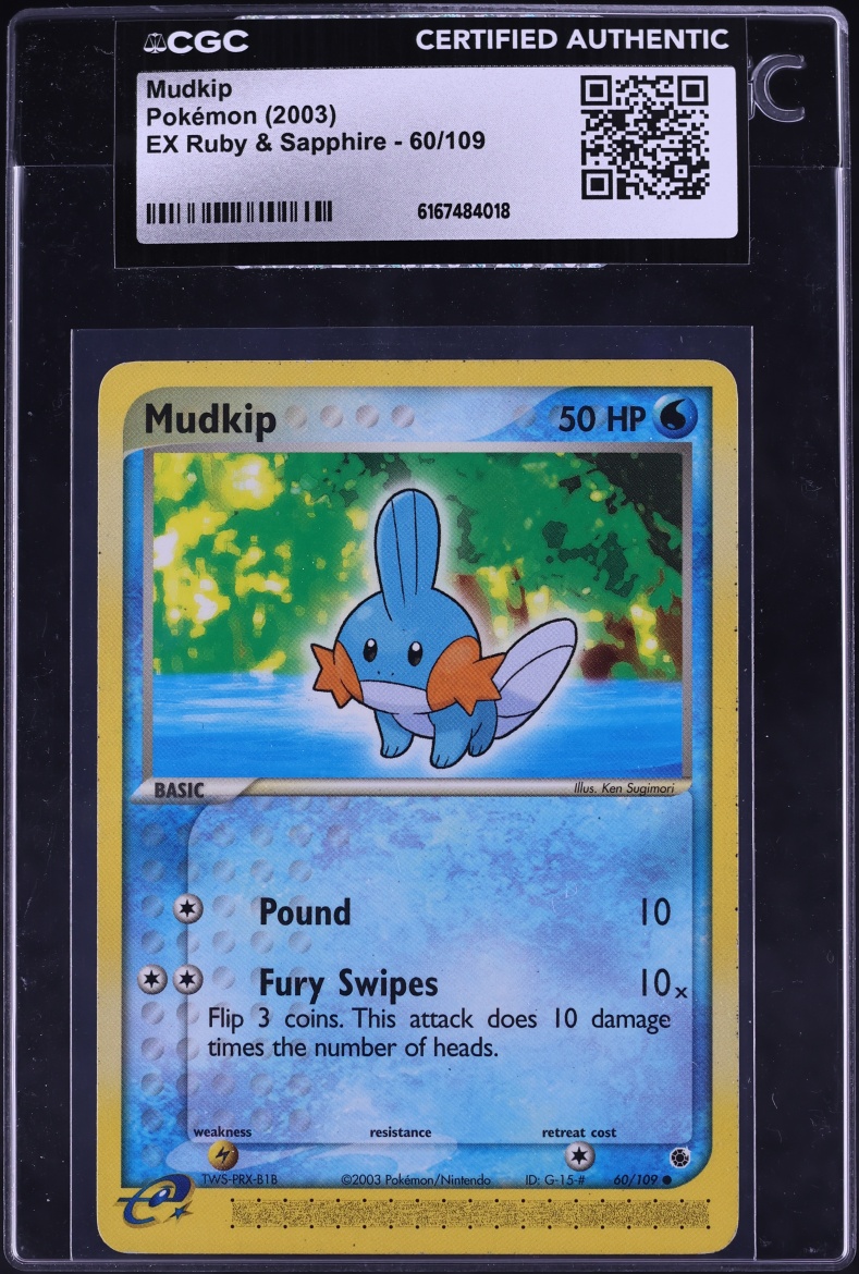 2003 Pokemon EX Ruby & Sapphire Mudkip #60 CGC AUTH