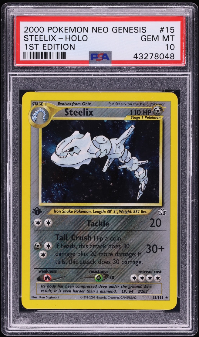2000 Pokemon Neo Genesis 1st Edition Holo Steelix #15 PSA 10 GEM MINT