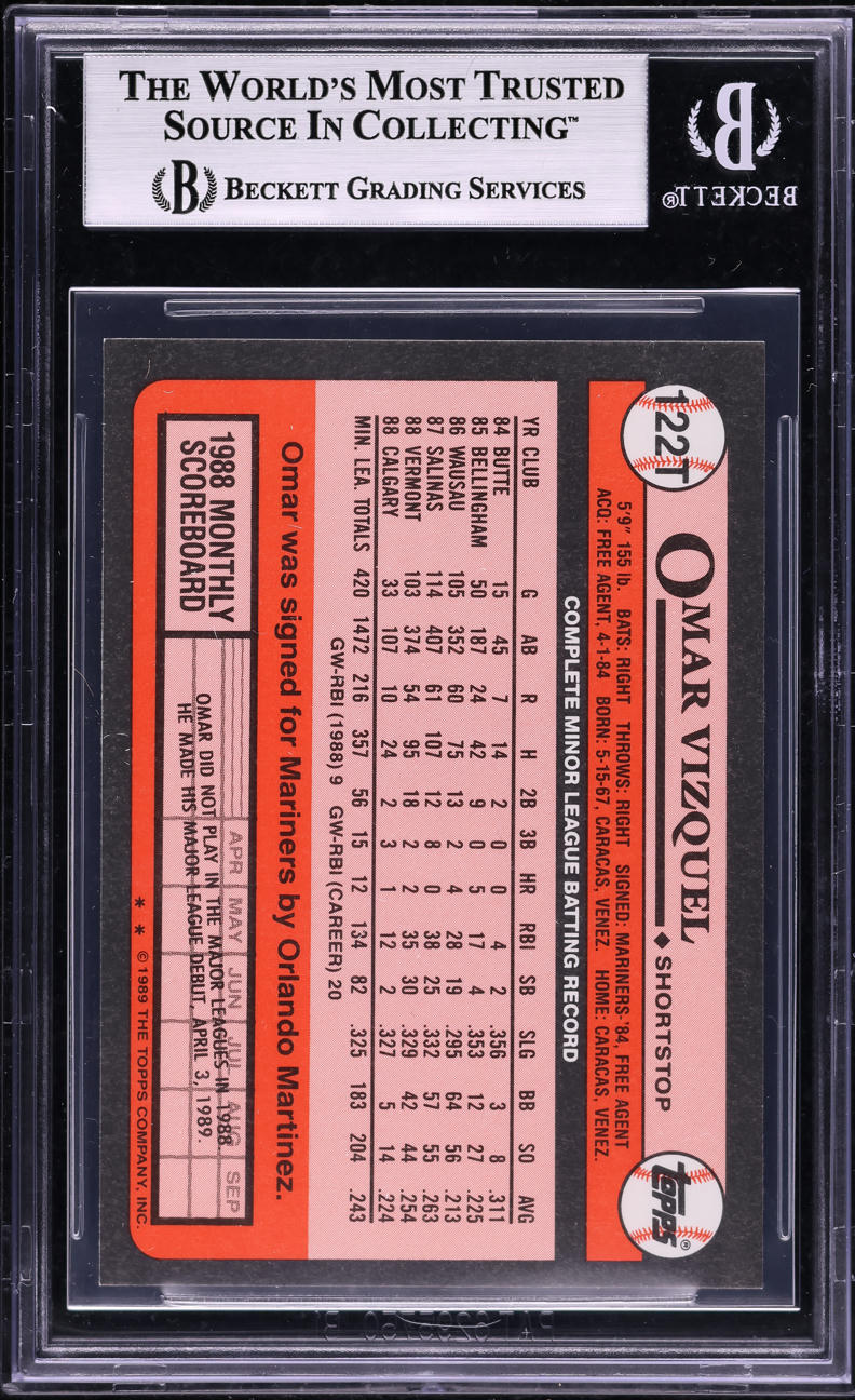 1989 Topps Traded Tiffany Omar Vizquel #122T BGS 9 MINT
