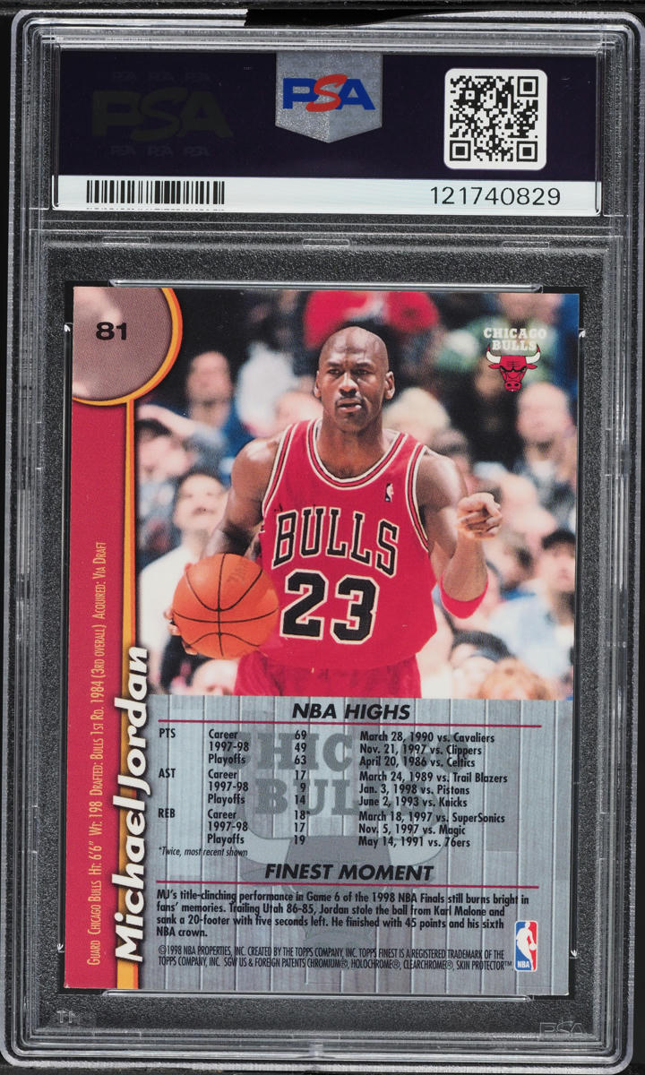 1998 Finest Basketball w/ Coating Michael Jordan #81 PSA 7 NRMT