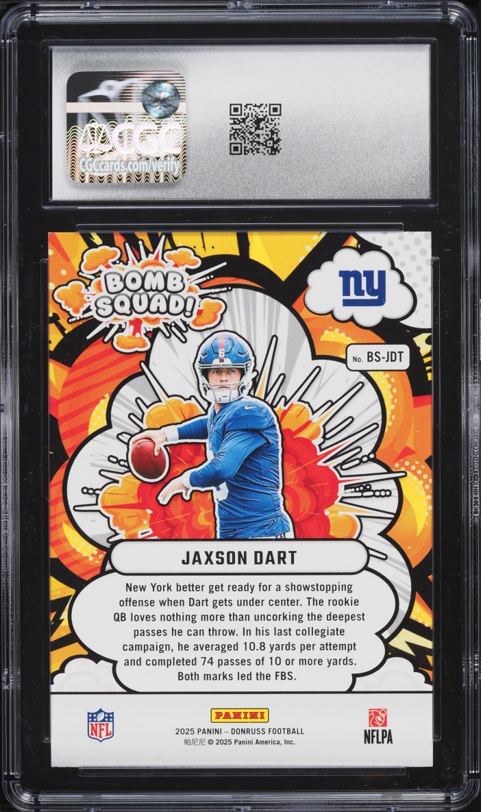 2025 Donruss Bomb Squad Jaxson Dart ROOKIE #BS-JDT CGC 10 GEM MINT