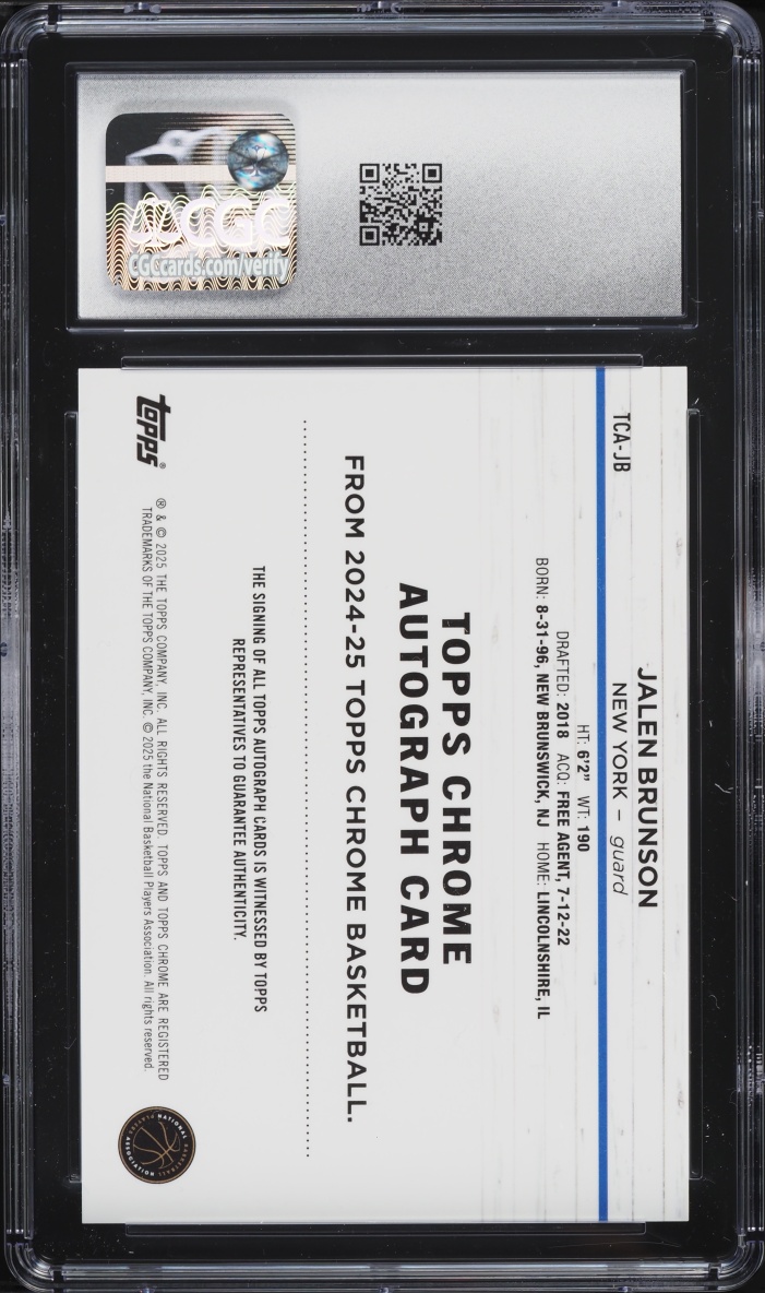 2024 Topps Chrome Gold Refractor Jalen Brunson AUTO /50 #TCA-JB CGC 9 MINT
