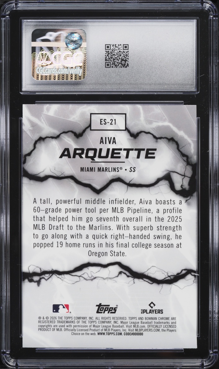 2026 Bowman Chrome Electric Sluggers Aiva Arquette PROSPECT #ES-21 CGC 7 NRMT