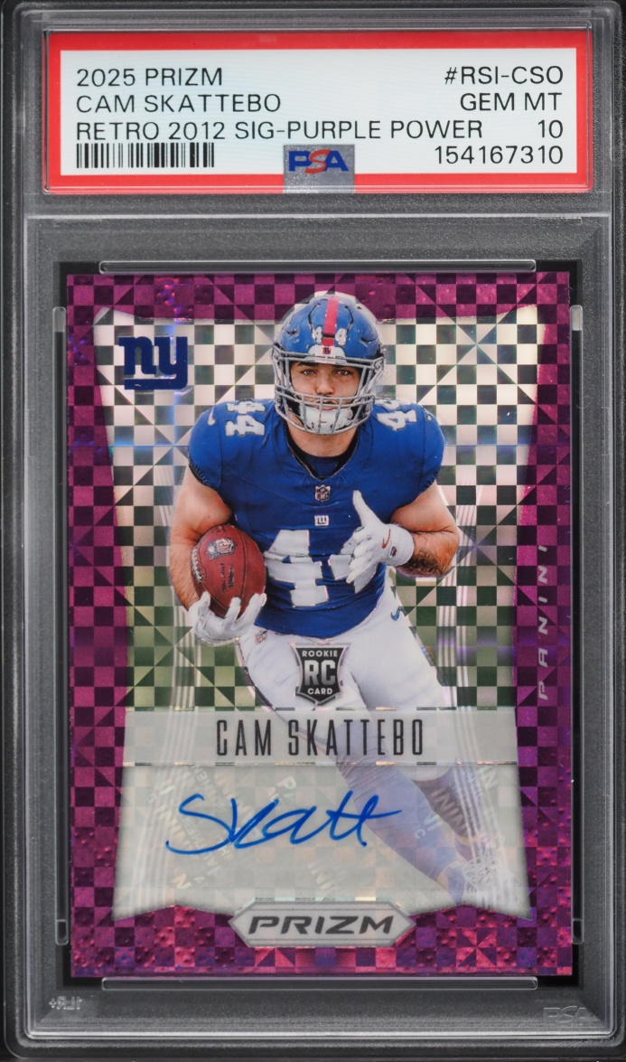 2025 Panini Prizm Retro '12 Purple Power Cam Skattebo ROOKIE AUTO /49 #RSI-CSO PSA 10 GEM MINT