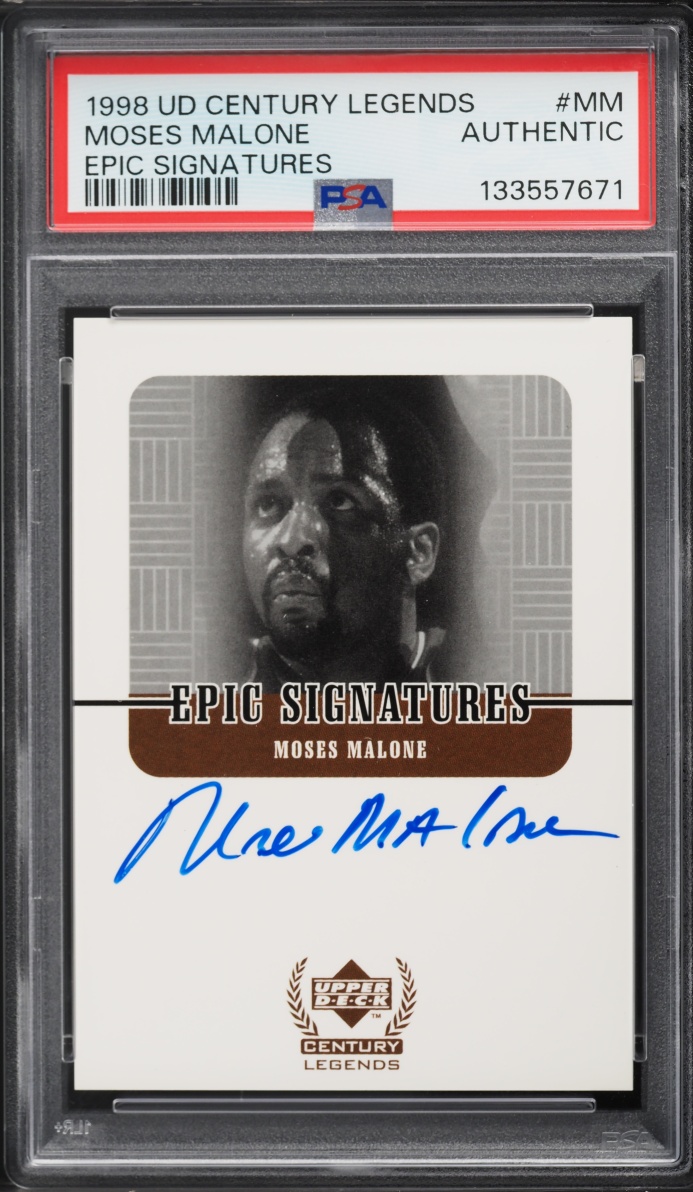 1998 Upper Deck Century Legends Epic Signatures Moses Malone AUTO #MM PSA AUTH