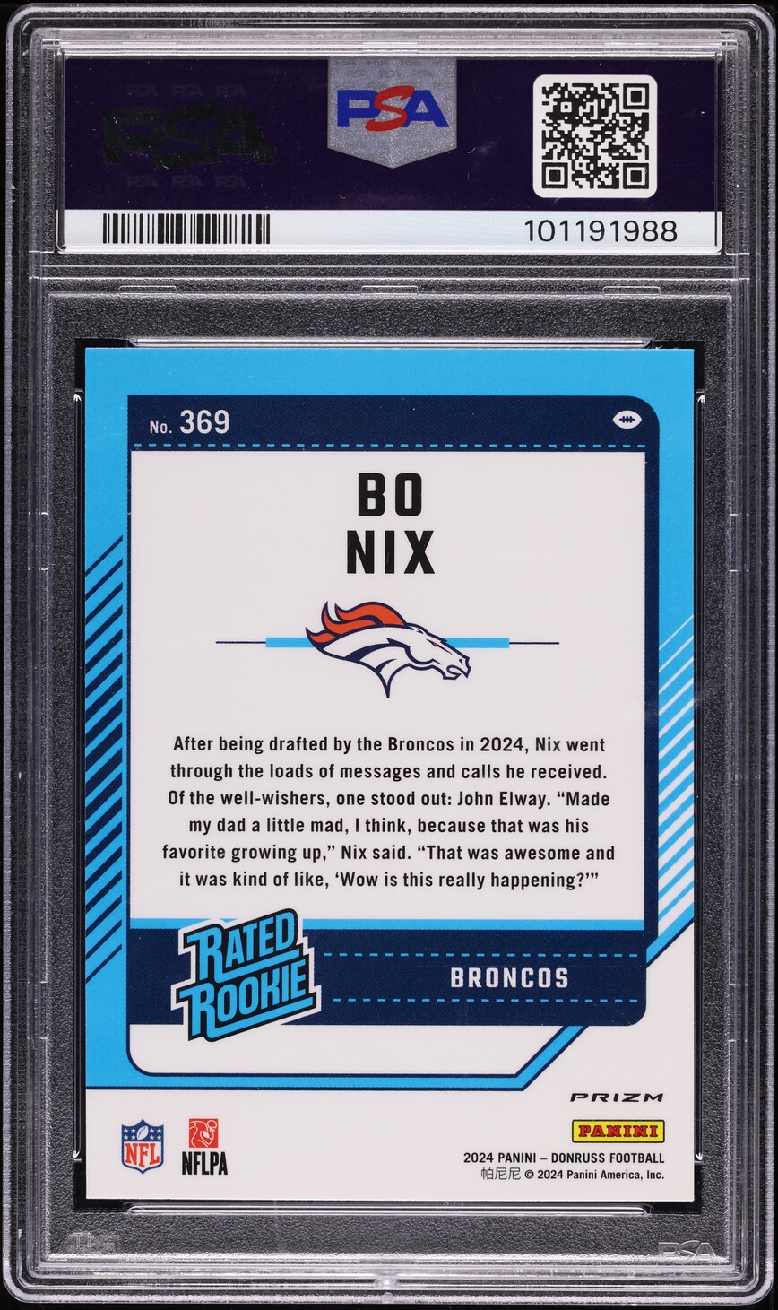 2024 Donruss Optic Preview Red Pandora Bo Nix ROOKIE #369 PSA 10 GEM MINT
