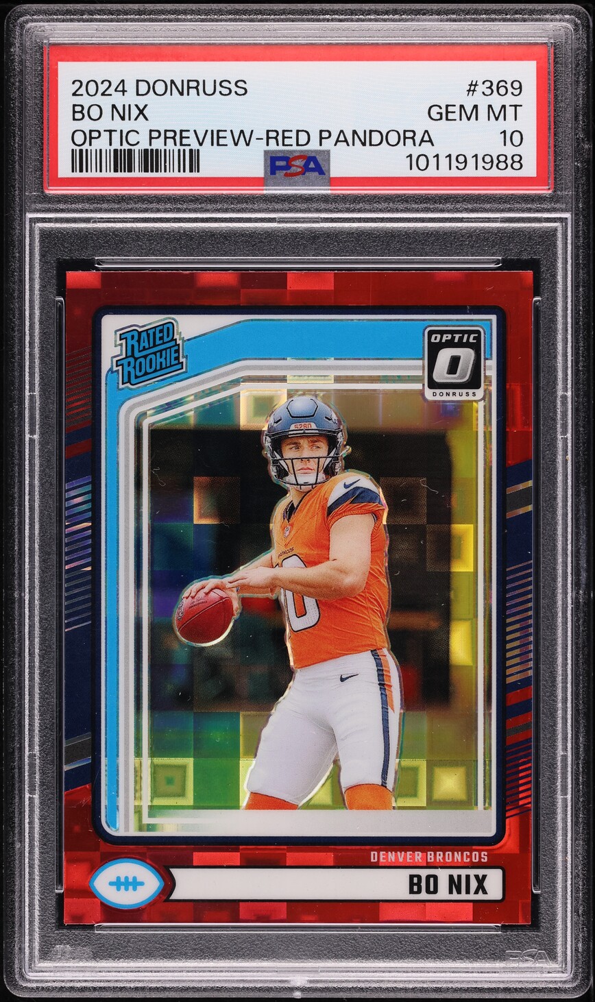 2024 Donruss Optic Preview Red Pandora Bo Nix ROOKIE #369 PSA 10 GEM MINT