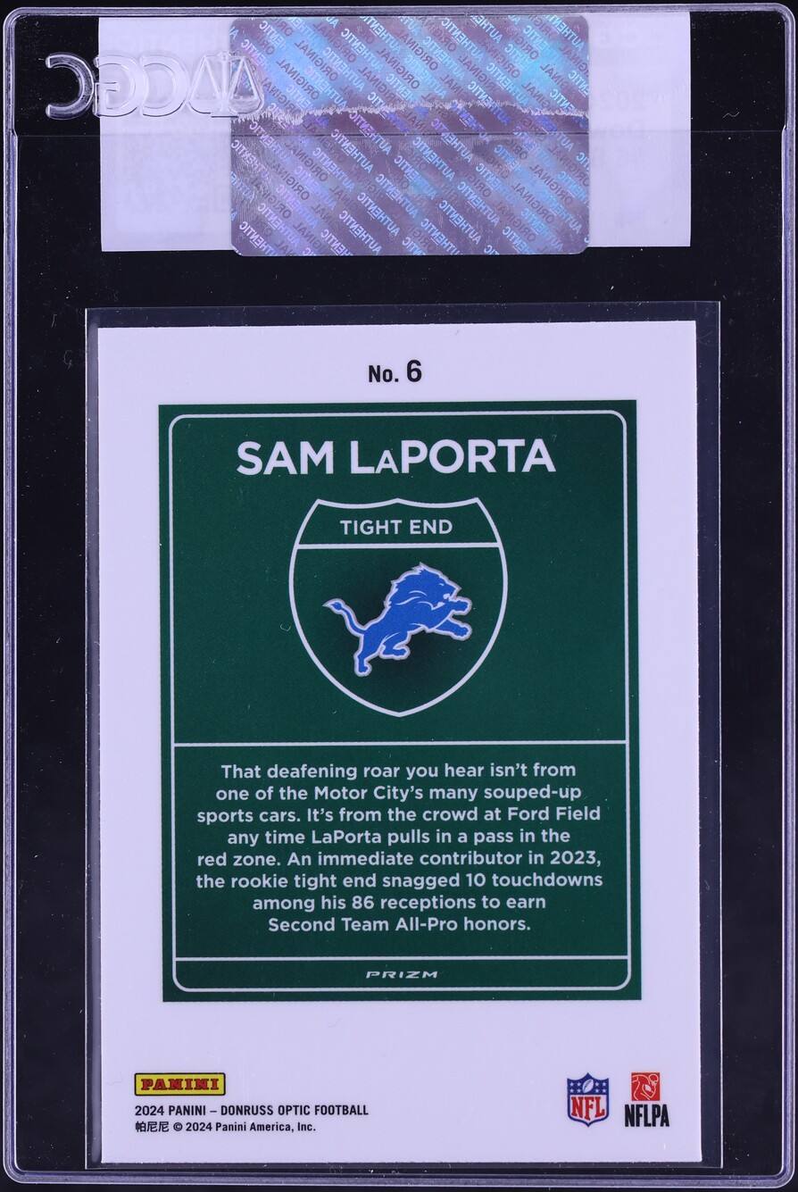 2024 Donruss Downtown Sam LaPorta #6 CGC AUTH