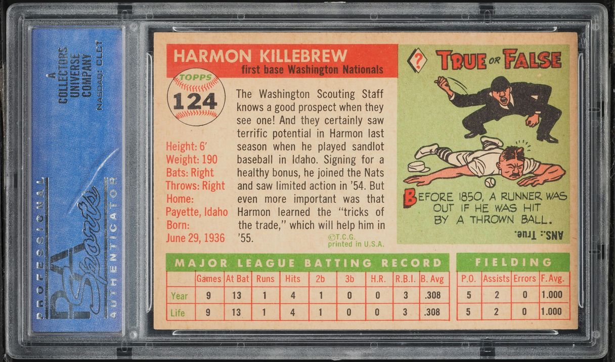 1955 Topps Harmon Killebrew ROOKIE #124 PSA 7 NRMT