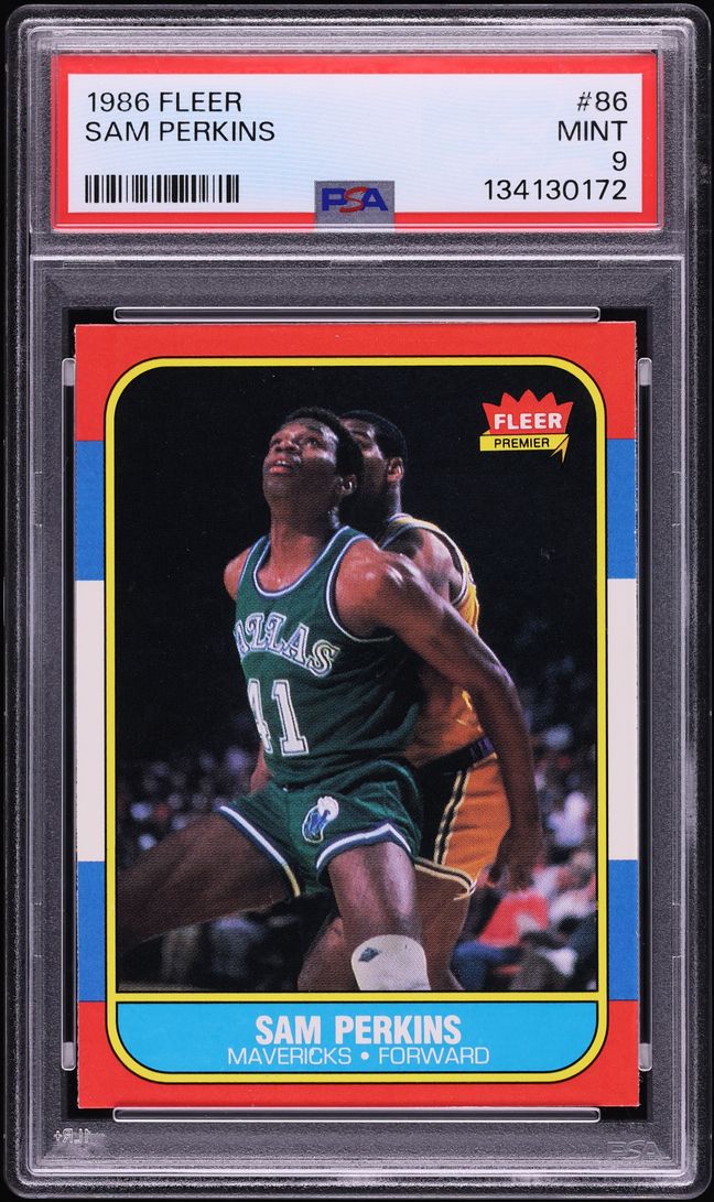 1986 Fleer Basketball Sam Perkins ROOKIE #86 PSA 9 MINT