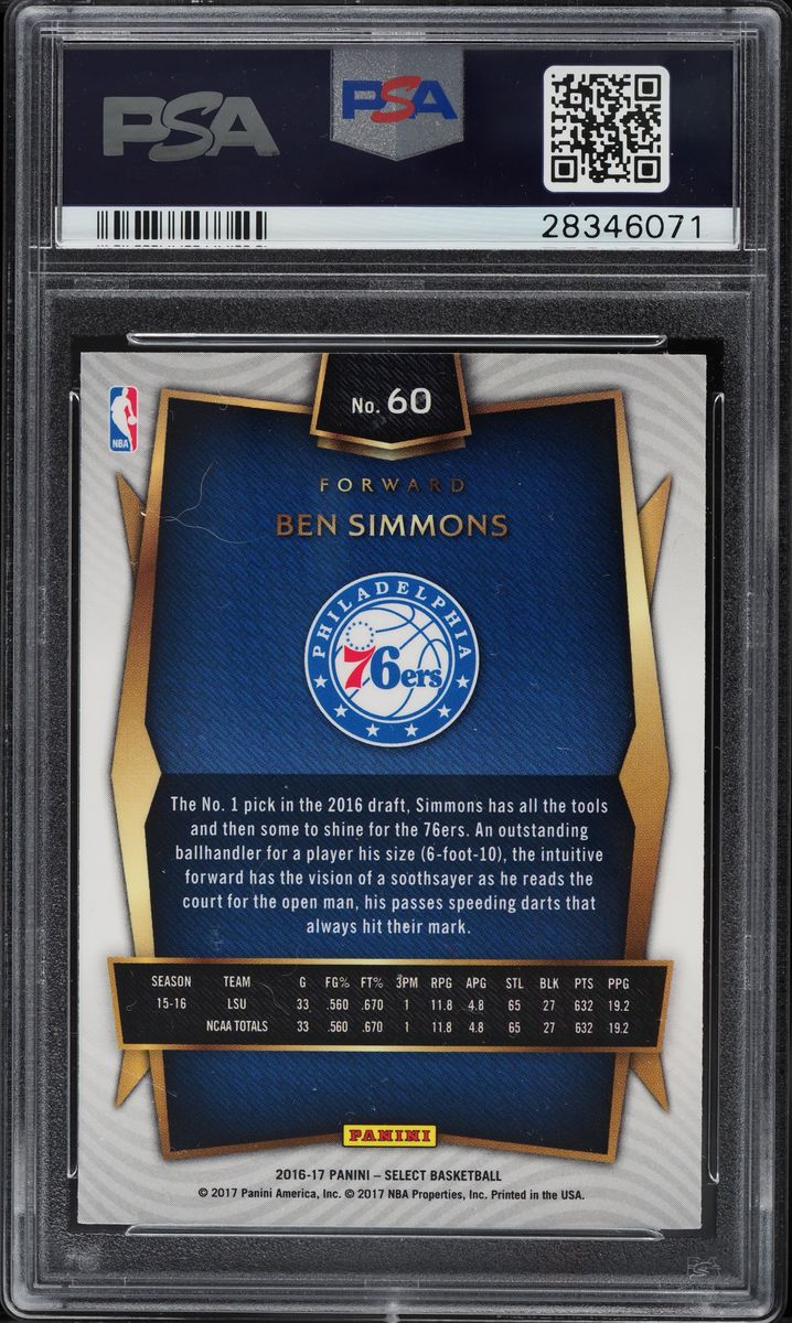 2016 Select Basketball Ben Simmons ROOKIE #60 PSA 9 MINT
