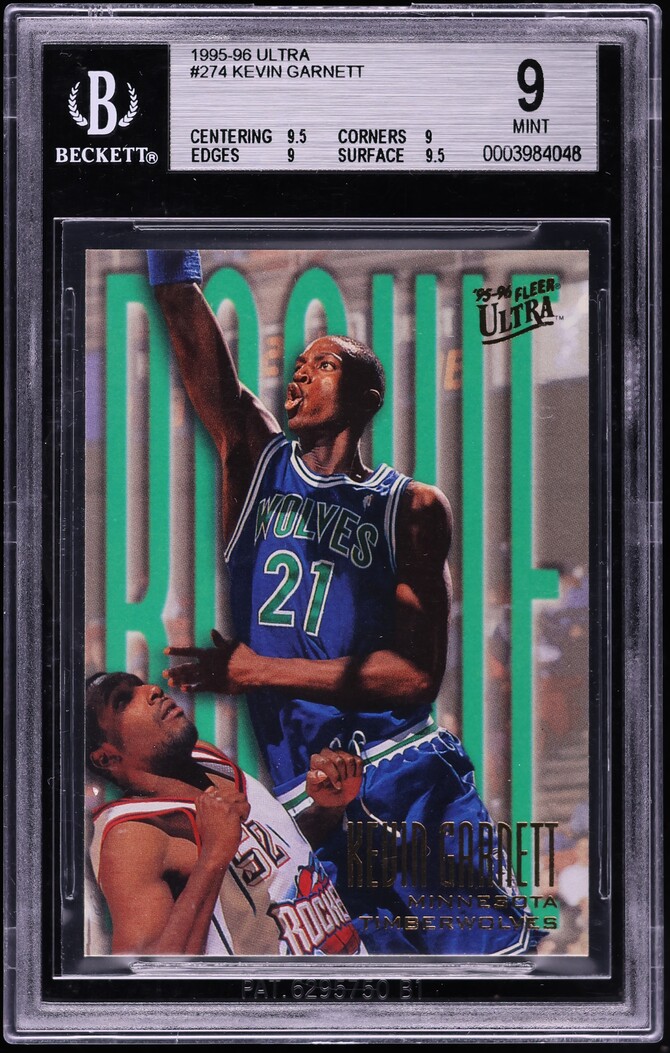 1995 Ultra Basketball Kevin Garnett ROOKIE #274 BGS 9 MINT