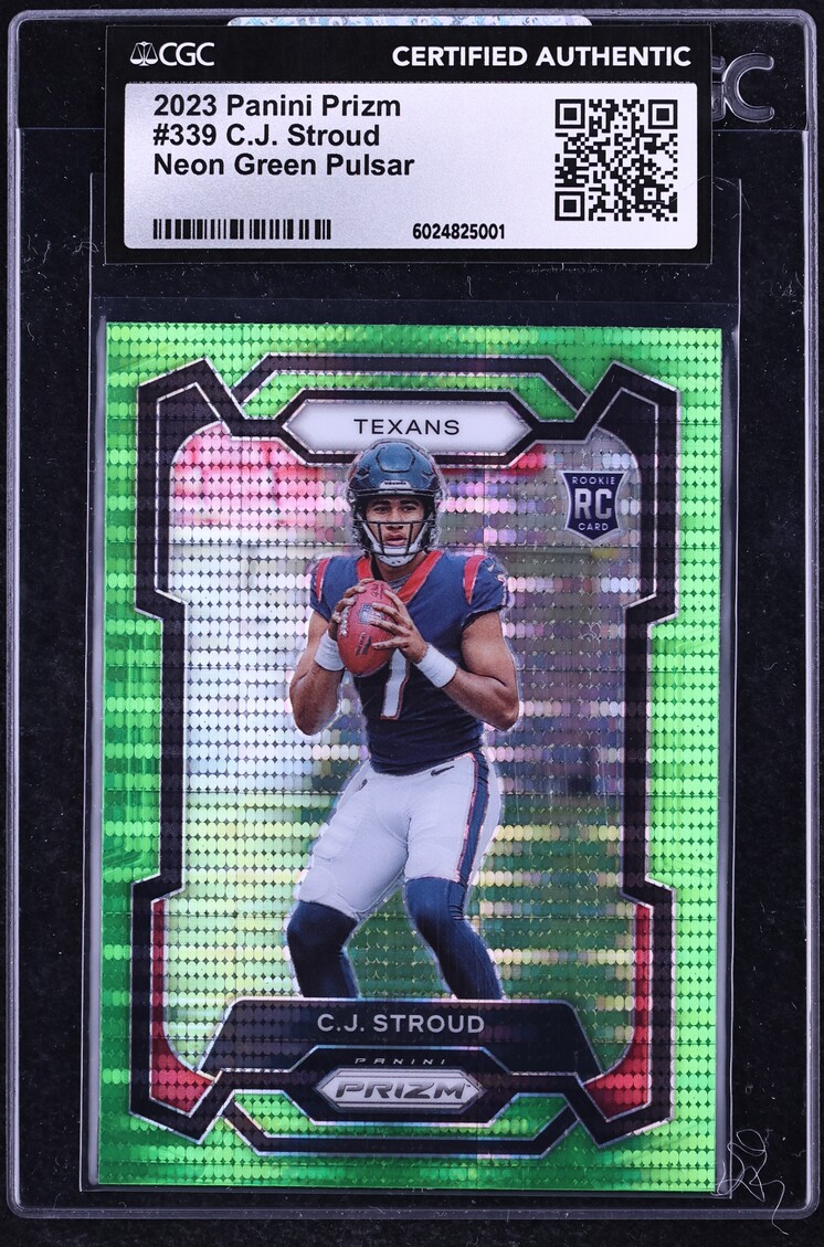 2023 Panini Prizm Neon Green Pulsar C.J. Stroud ROOKIE #339 CGC AUTH