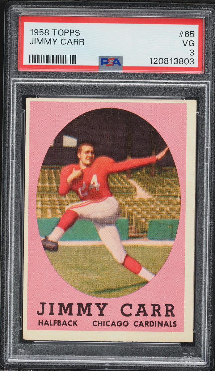 1958 Topps Football Jimmy Carr #65 PSA 3 VG