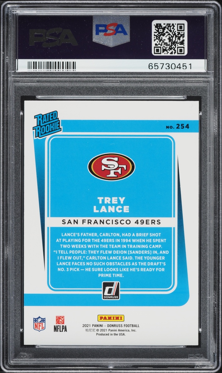 2021 Donruss Football Trey Lance ROOKIE #254 PSA 10 GEM MINT