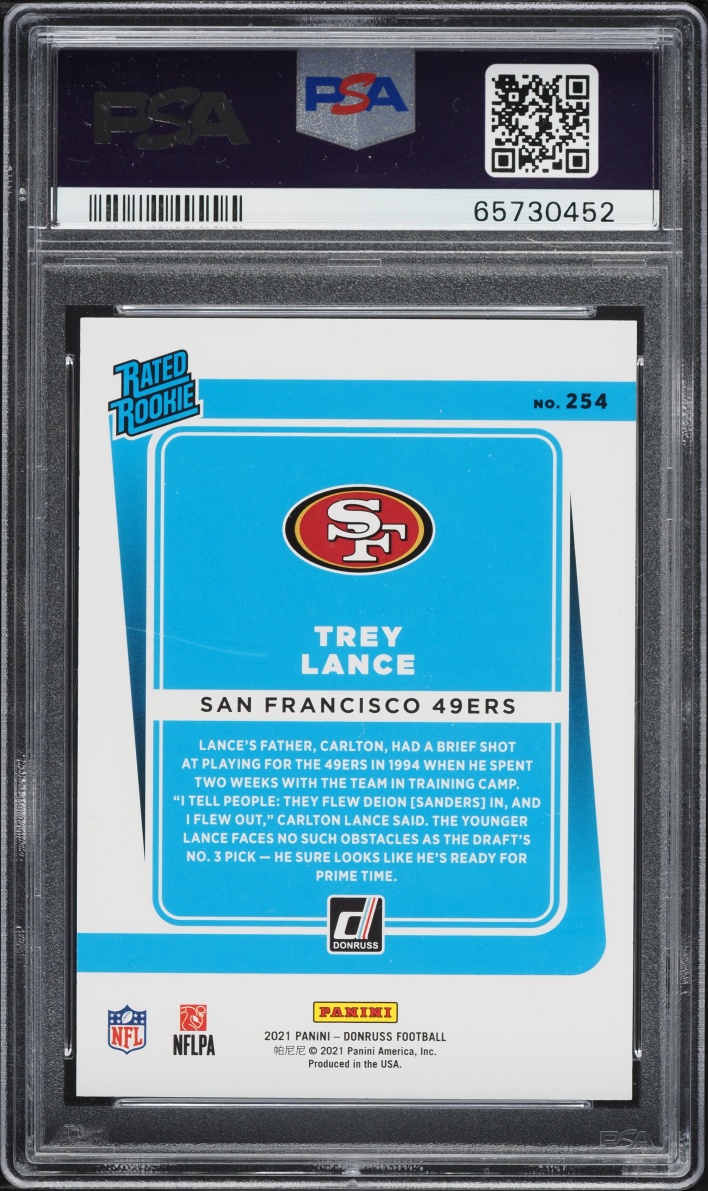 2021 Donruss Football Trey Lance ROOKIE #254 PSA 10 GEM MINT