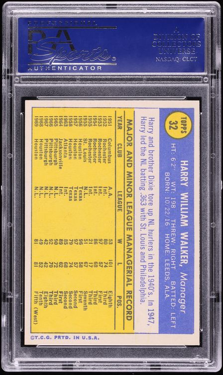 1970 Topps Harry Walker #32 PSA 8 NM-MT