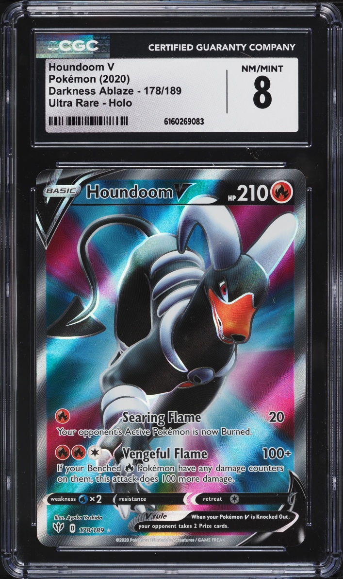 2020 Pokemon Sword & Shield Darkness Ablaze Full Art Houndoom V #178 CGC 8 NM-MT