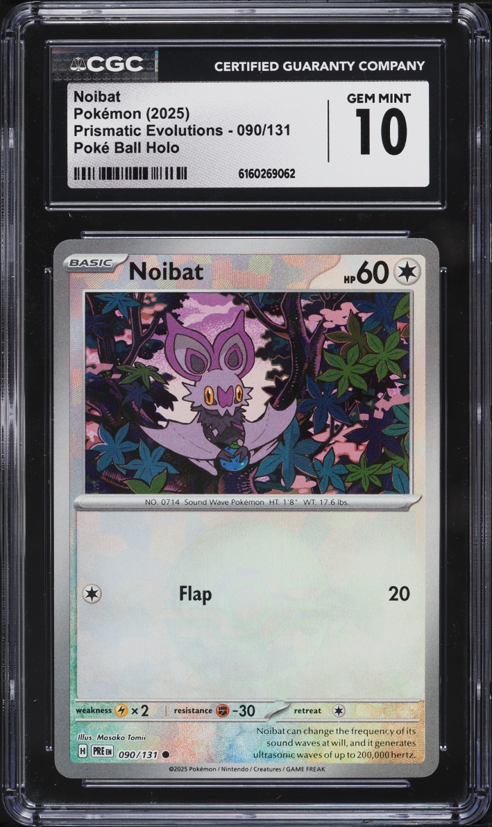 2025 Pokemon Scarlet & Violet Prismatic Evolutions Poke Ball Holo Noibat #90 CGC 10 GEM MINT