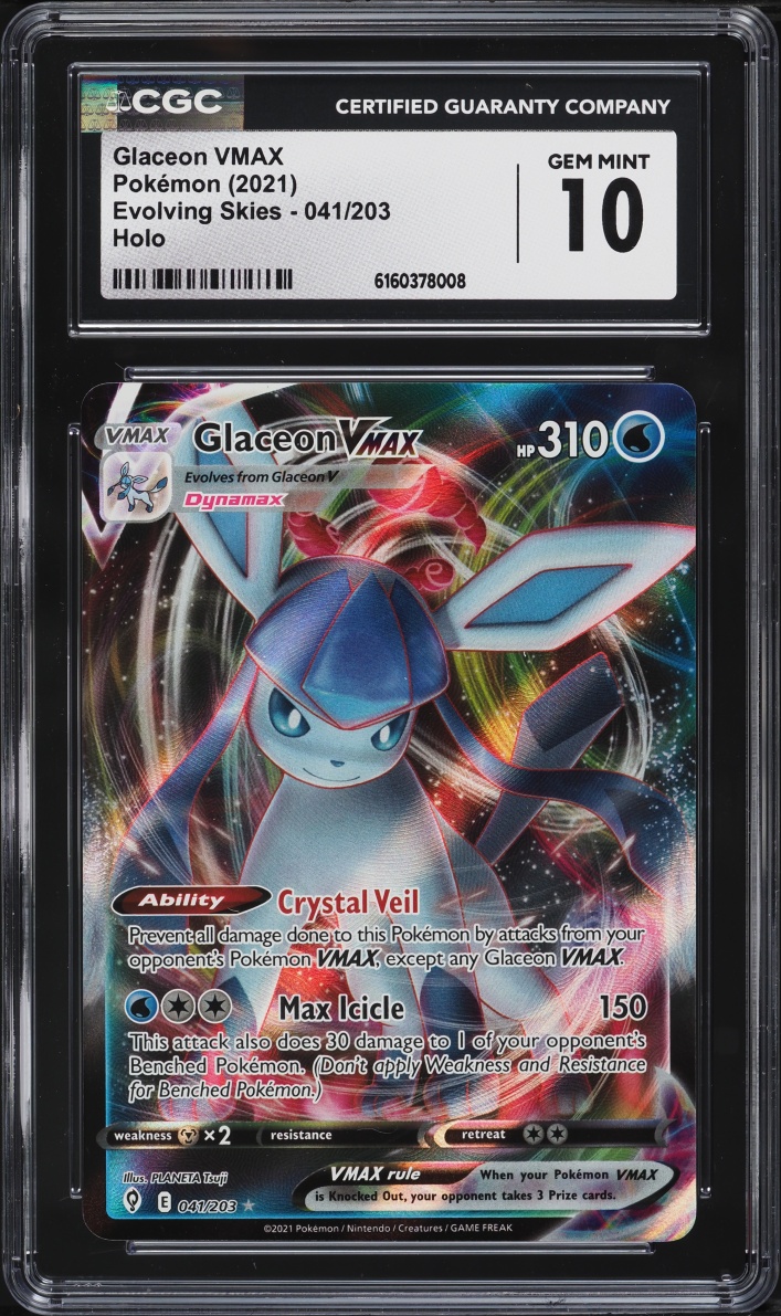 2021 Pokemon Sword & Shield Evolving Skies Alt Art Glaceon VMAX #41 CGC 10 GEM MINT