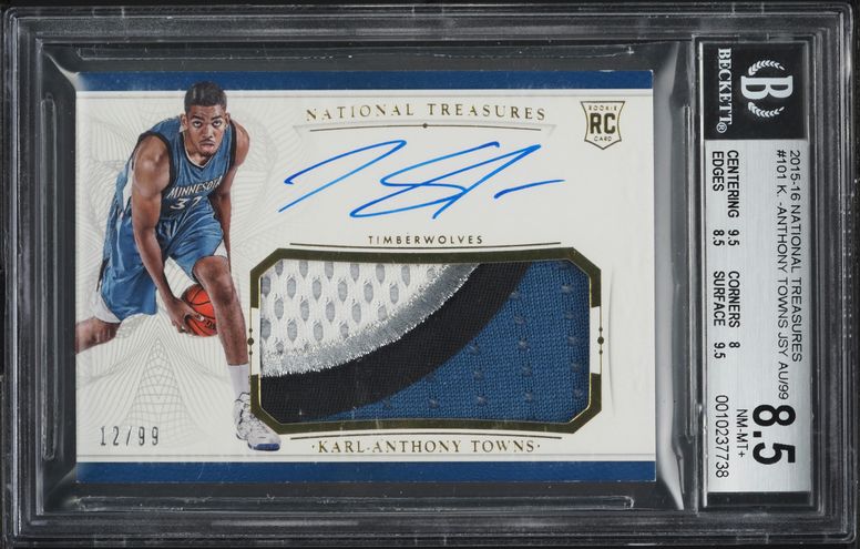 2015 National Treasures Karl Anthony Towns ROOKIE RC PATCH AUTO