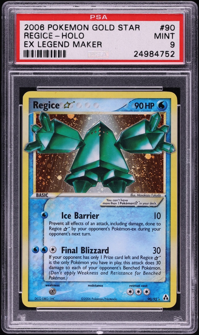 2006 Pokemon EX Legend Maker Holo Regice Gold Star #90 PSA 9 MINT