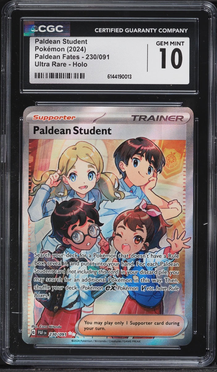 2024 Pokemon Scarlet & Violet Paldean Fates Full Art Paldean Student #230 CGC 10 GEM MINT