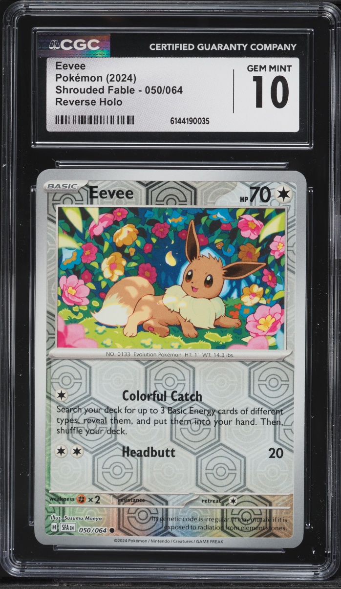 2024 Pokemon Scarlet & Violet Shrouded Fable Reverse Holo Eevee #50 CGC 10 GEM MINT