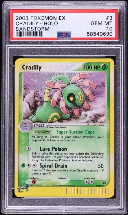 2003 Pokemon EX Sandstorm Holo Cradily #3 PSA 10 GEM MINT