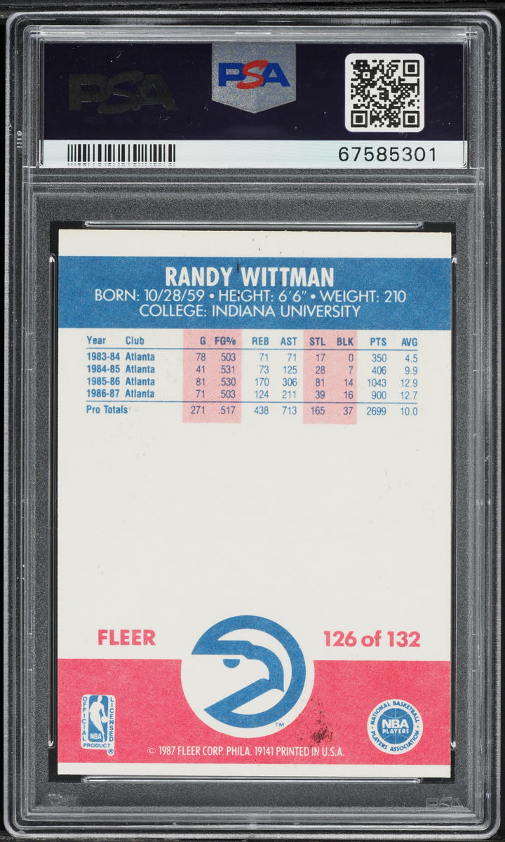 1987 Fleer Basketball Randy Wittman #126 PSA 7 NRMT