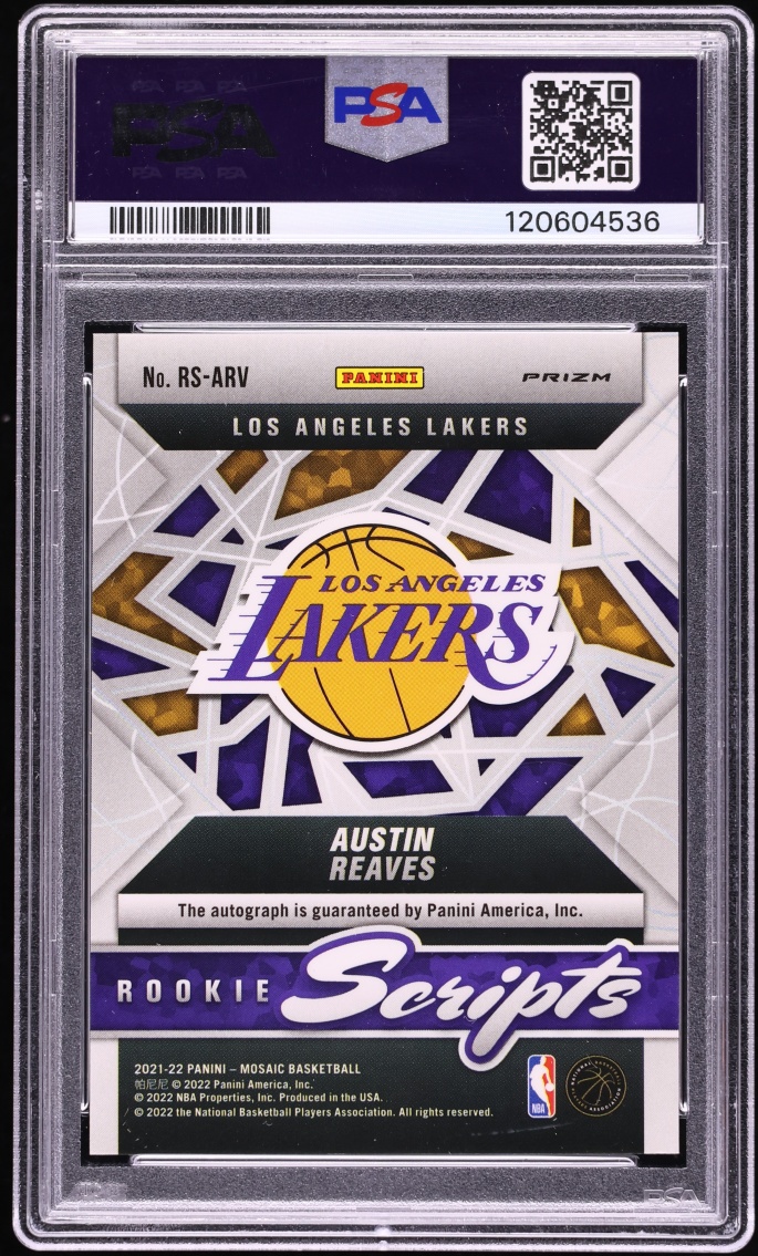 2021 Panini Mosaic Scripts Austin Reaves ROOKIE AUTO #RS-ARV PSA 9 MINT