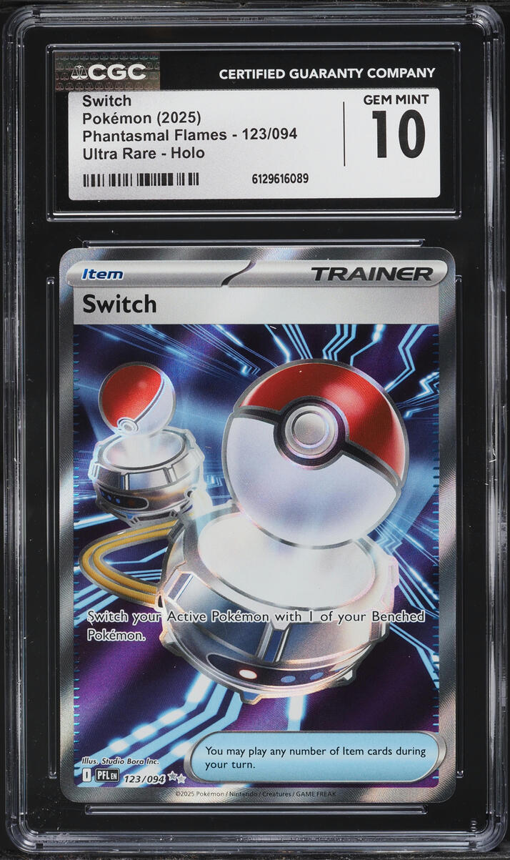 2025 Pokemon Mega Phantasmal Flames Full Art Switch #123 CGC 10 GEM MINT