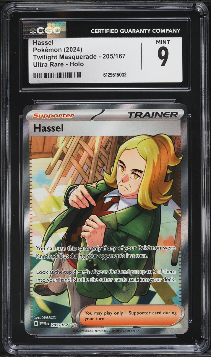 2024 Pokemon Scarlet & Violet Twilight Masquerade Full Art Hassel #205 CGC 9 MINT