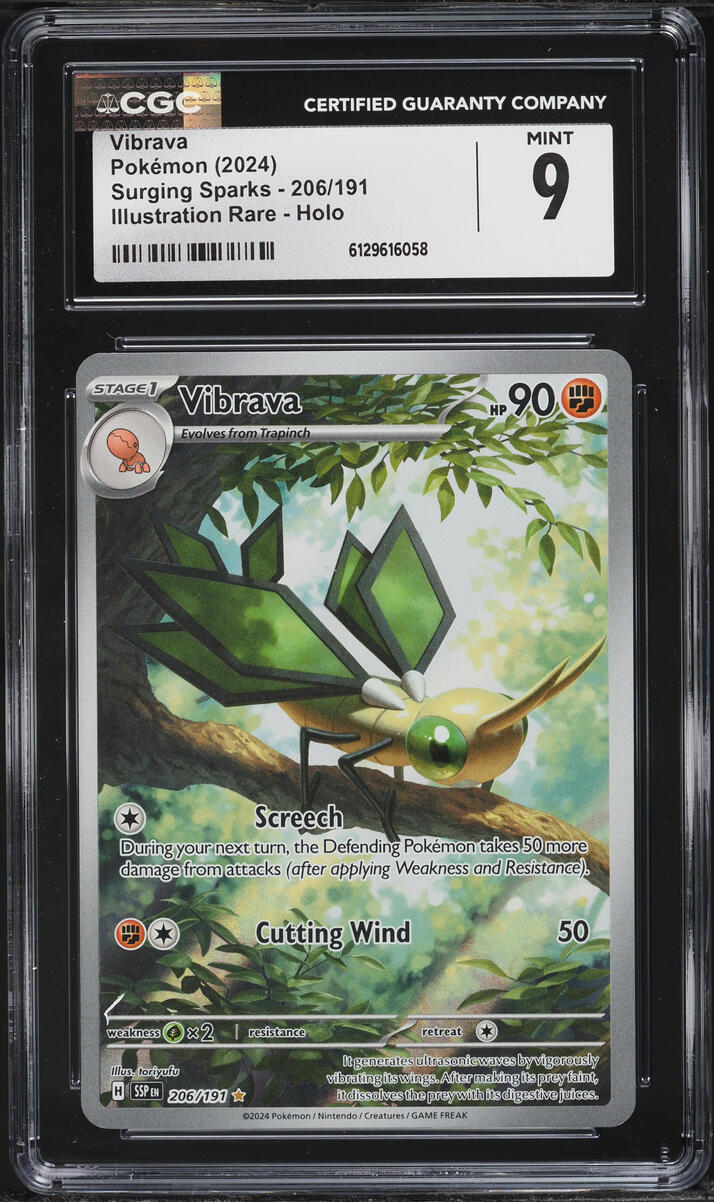 2024 Pokemon Scarlet & Violet Surging Sparks IR Vibrava #206 CGC 9 MINT